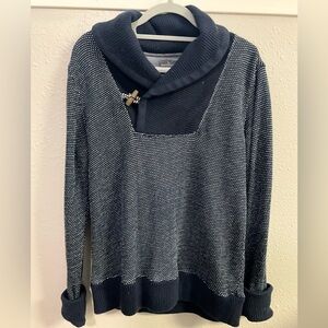 Vintage LL Bean Signature Slim Fit Blue Cowl Neck Sweater Size Large